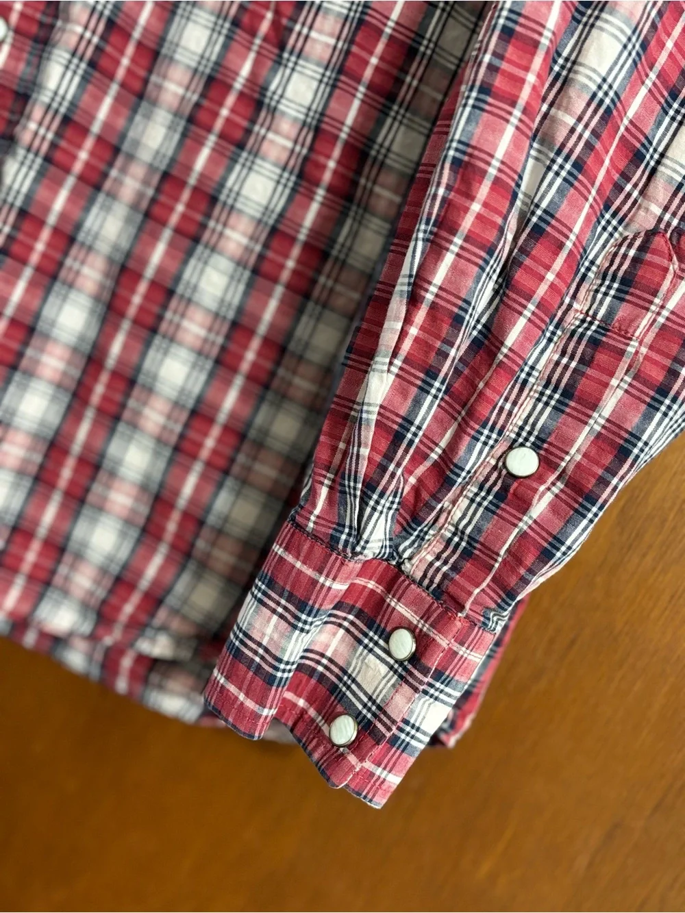 Red Ranch Long Sleeve Plaid Pearl Snap Western Shirt XL